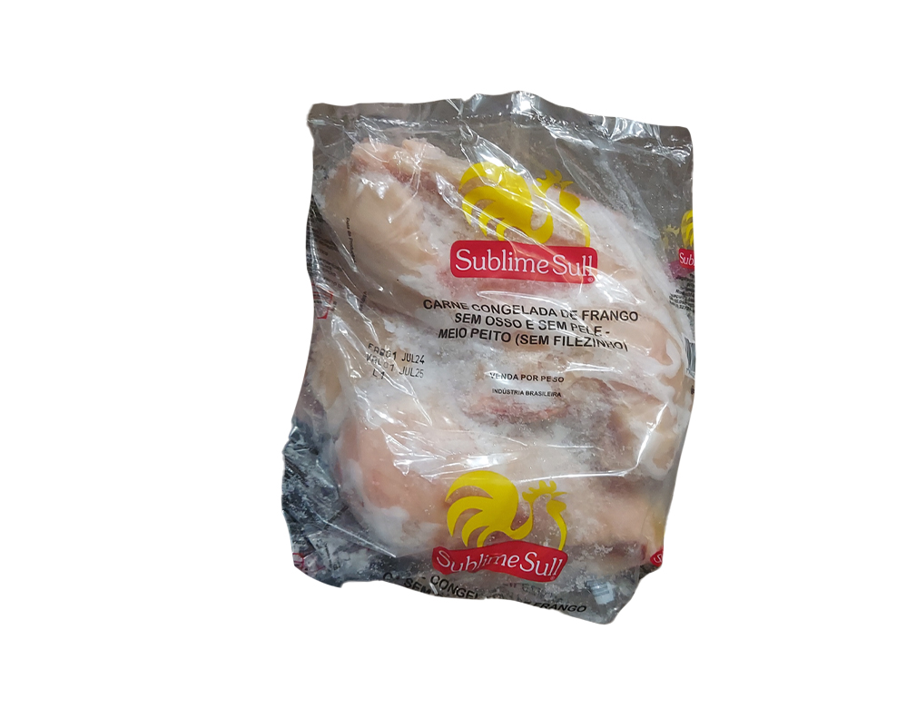 FILÉ DE MEIO PEITO DE FRANGO CONGELADO SEM OSSO SEM PELE SEM SASSAMI SUBLIME SULL (CX 20 KG)